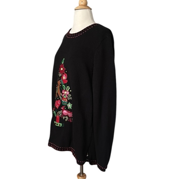 QUACKER FACTORY Vintage Christmas Sweater Light Up Embroidered Holiday Medium - Picture 7 of 17